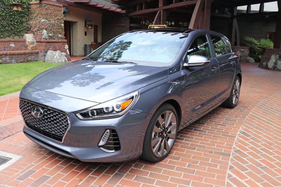 2018 Hyundai Elantra GT review. Front view, gray