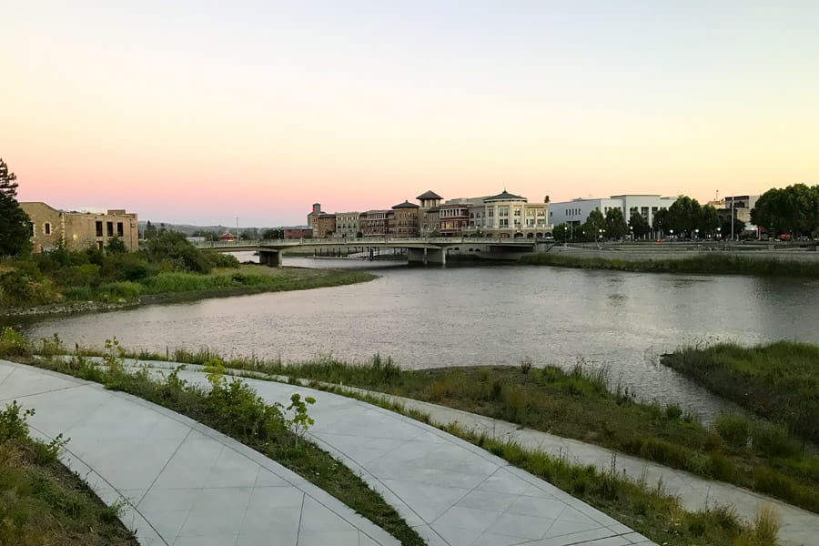 11 Things to Do in Napa, CA that Don’t Involve Drinking Wine - Sunset Downtown Napa Oxbow Commons by 1st Street Bridge