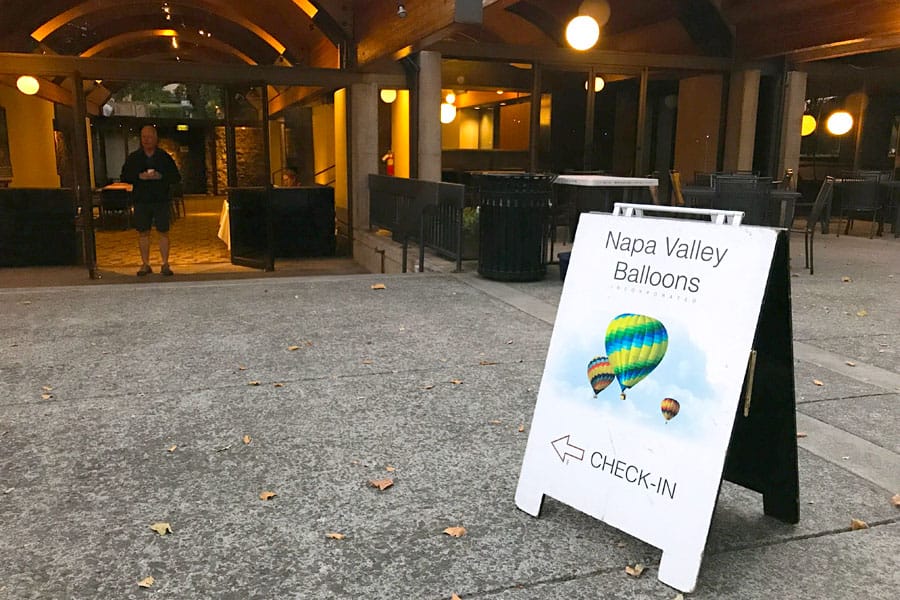 Hot air balloon ride over Napa Valley California Napa Valley Balloons check in at Domaine Chandon
