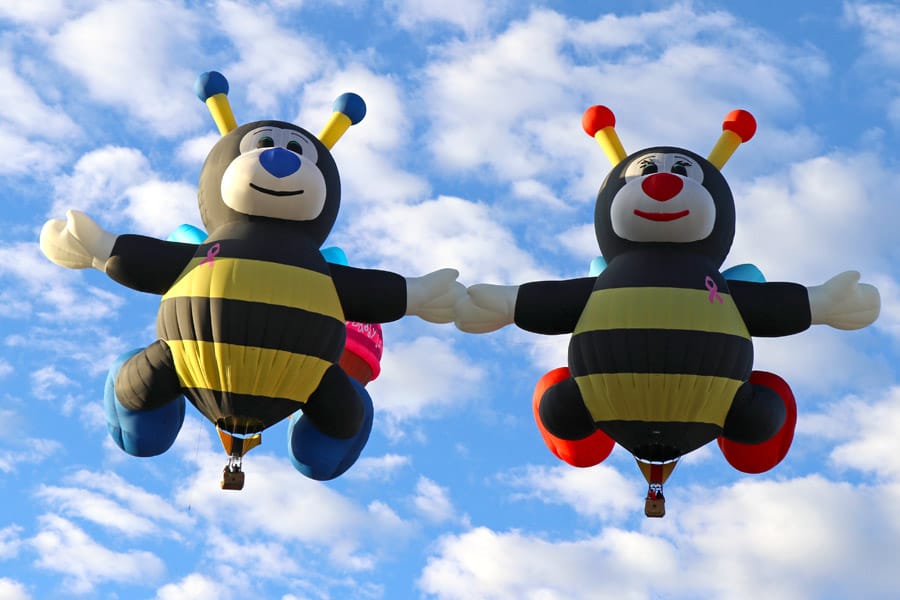 2017 Albuquerque International Balloon Fiesta in New Mexico Special Shapes Rodeo Joey and Lilly Bees
