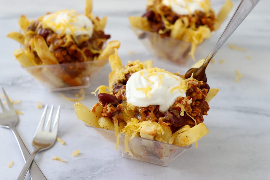 Foster Farms Bowl College Football Game Day Gluten-Free Quesadillas & Chili Cheese Fries