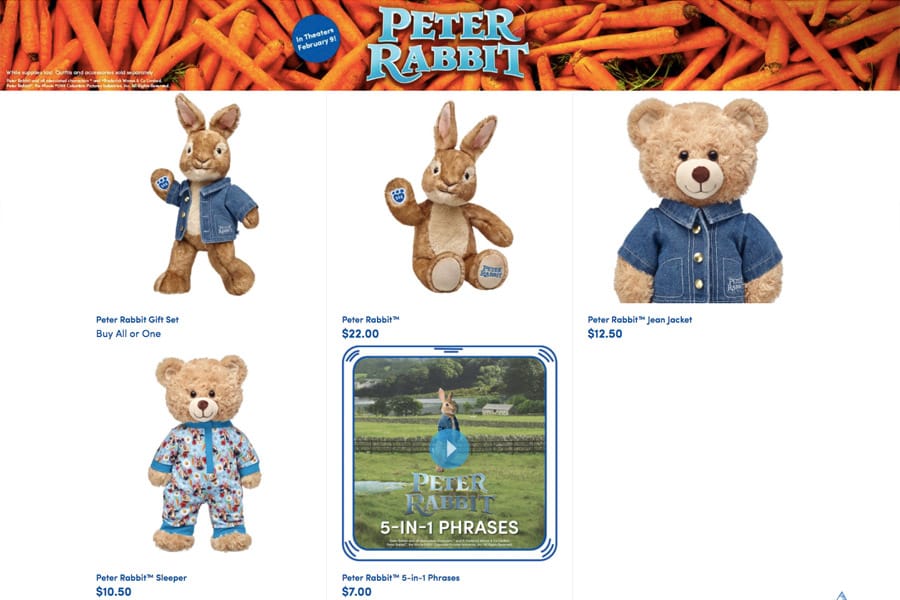 Peter Rabbit Build-A-Bear Workshop stuffed animal clothes and accessories