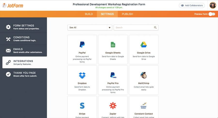 Increase Productivity w/ Free or Paid JotForm Online Form Builder Easy but Powerful Google Forms Alternative Integrations