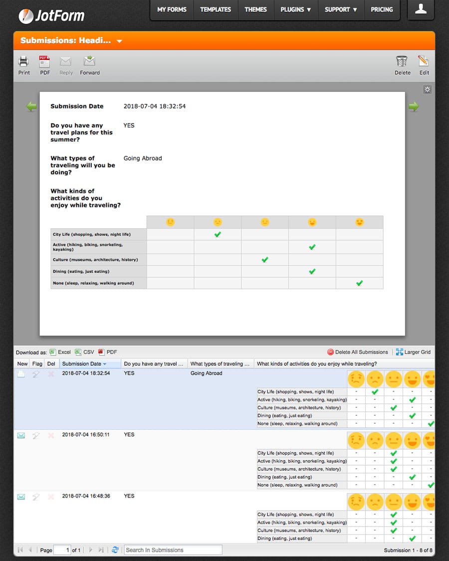 Increase Productivity w/ Free or Paid JotForm Online Form Builder Easy but Powerful Google Forms Alternative — Results / Submissions Dashboard