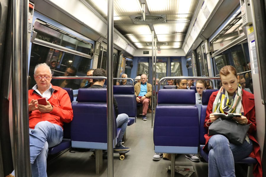 Paris Metro & Bus Public Transportation Guide: Inside the Metro train
