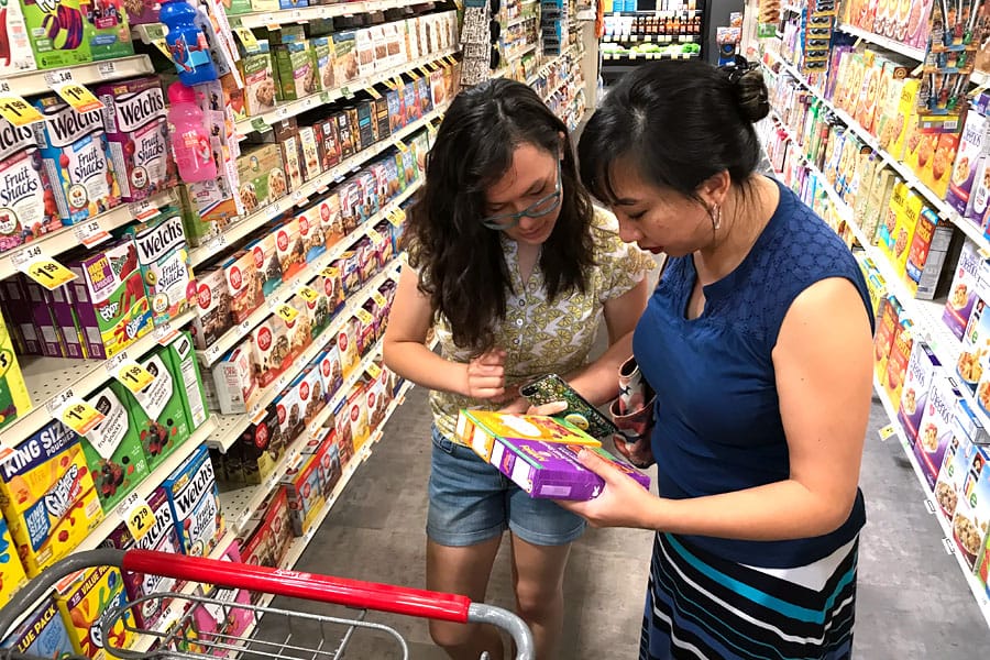 Back to School Grocery List and School Lunch Ideas. Teen shopping at Lucky Supermarket with optional ClickClick online grocery shopping and curbside delivery.