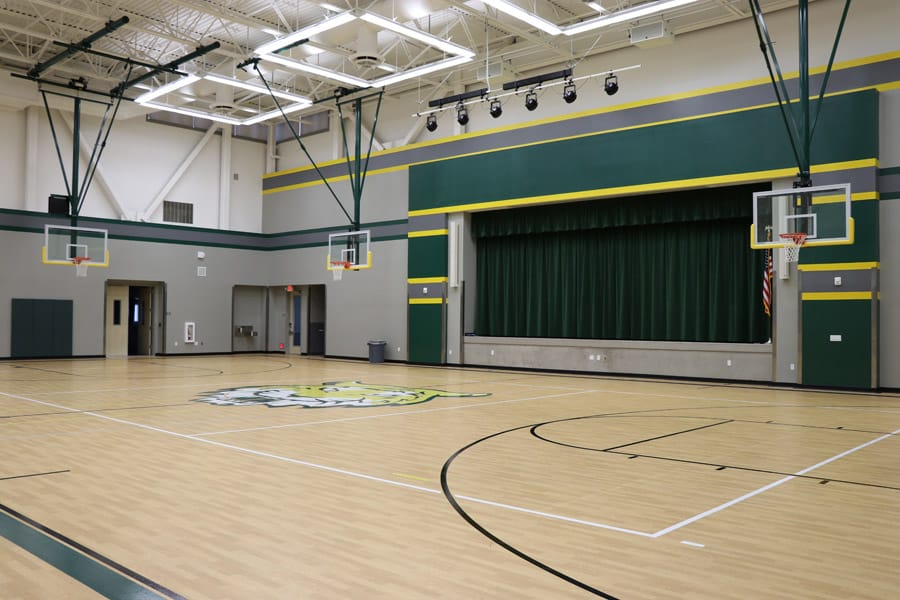 mountain-house-school-03 New houses in Mountain House CA — Hanson Elementary School tour with classroom and multi-purpose room gym