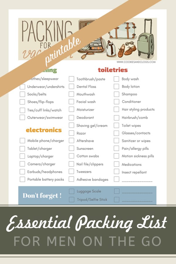 Travel Checklist for Guys: Essential Printable Packing List for Men