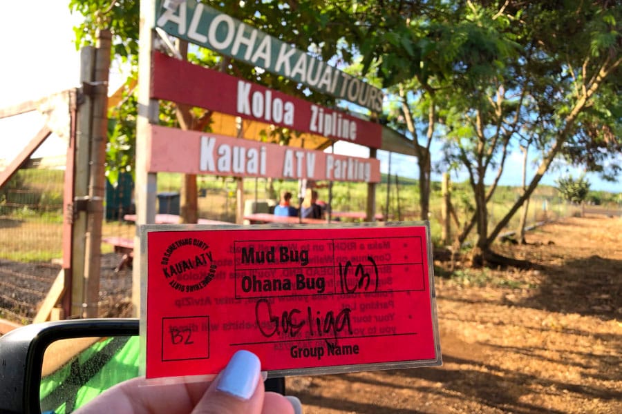 Kauai ATV Waterfall tour with family / teens in Ohana Bug in Kauai Hawaii