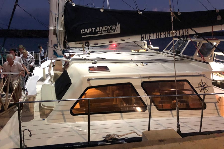 Top things to do in Kauai Hawaii — Kauai Napali Coast boat tour / Na Pali Coast sunset cruise catamaran