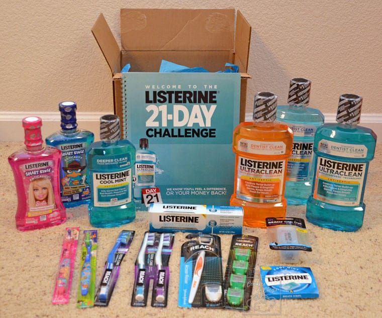 LISTERINE 21-Day Challenge Supplies with Mouthwash Rinse Toothbrushes and Floss