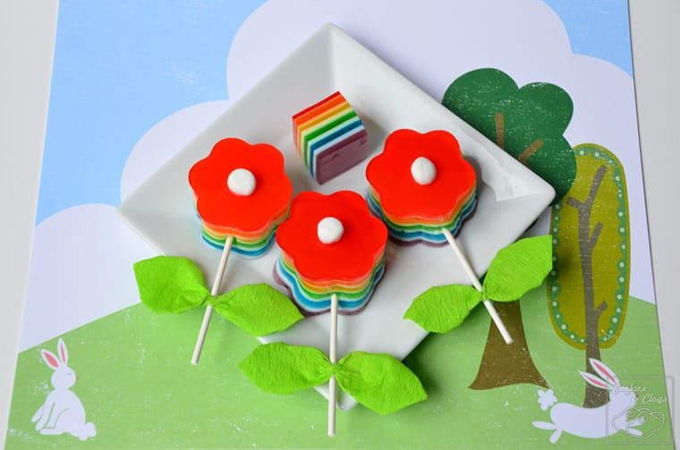 Rainbow Jell-O Spring Flower Recipe Craft Idea