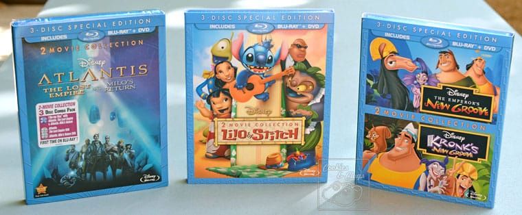 Disney 2-Movie Collections of Lilo & Stich, The Emperor's New Groove, and Atlantis: The Lost Empire on Blu-ray