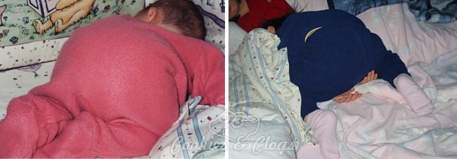 Munchkin baby sleeping in funny position - for DownLinens Down Comforter post