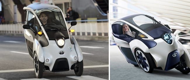 Toyota i-ROAD compact 3-wheel electric vehicle (EV) in use in Toyota City, Japan