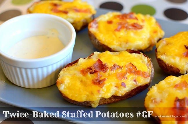 Gluten-Free Twice-Baked Stuffed Potatoes Recipe with cheese, bacon, sour cream, and butter #Recipe #Food