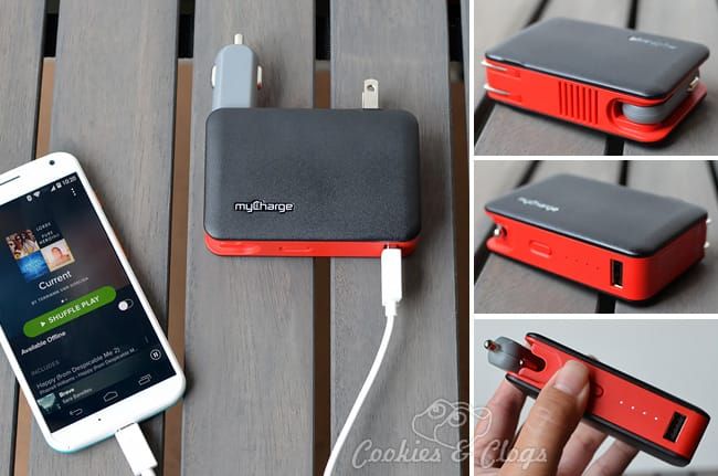 myCharge Transit 2600 portable battery pack with wall prong and car adaptor built in #technology #cars