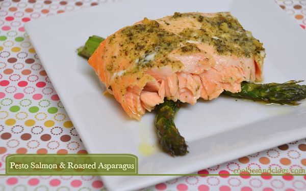 Baked Pesto Salmon and Roasted Asparagus Recipe