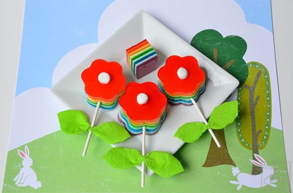 Rainbow Jell-O Spring Flower Recipe Craft Idea