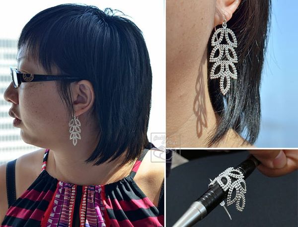 Blue Nile Sterling Silver Jewelry - Leaf Chandelier Earrings