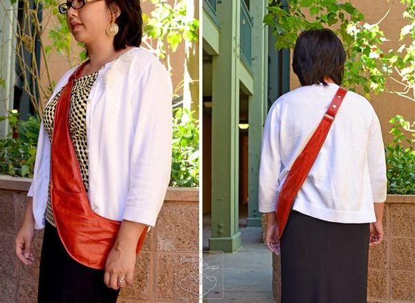 Sash Bag Stylish Hands-free Reversible Leather Purse with 8 compartments
