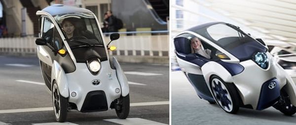 Toyota i-ROAD compact 3-wheel electric vehicle (EV) in use in Toyota City, Japan