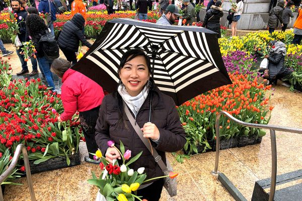 2020 Flower Bulb Day in San Francisco on March 7th! at Union Square in San Francisco on March 7. Photo from 2019 free tulips