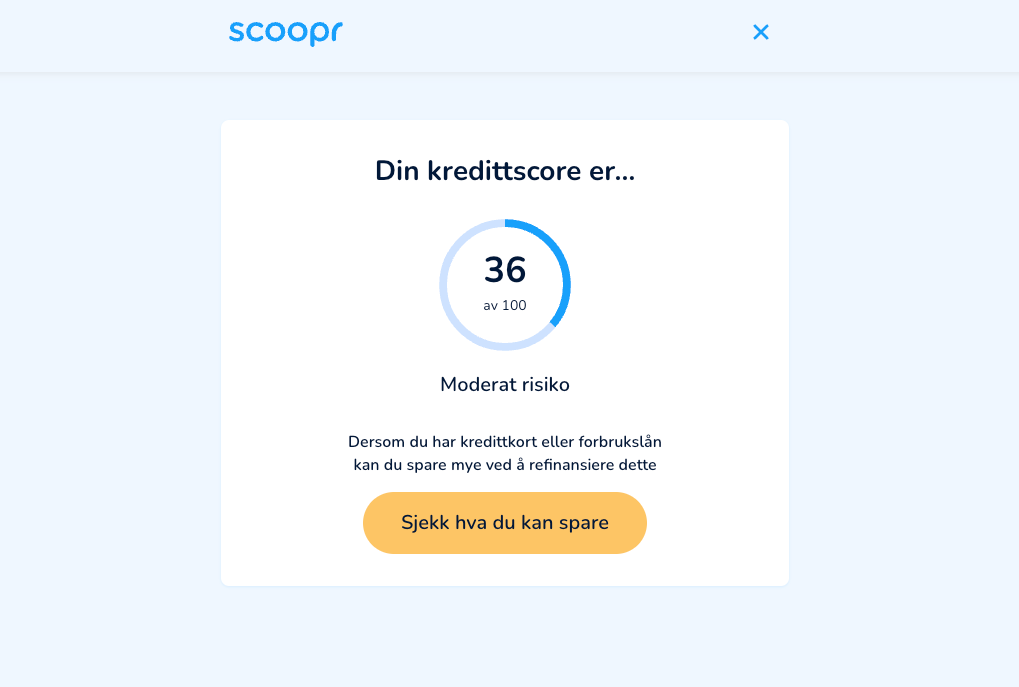 Sjekk din kredittscore gratis hos Scoopr