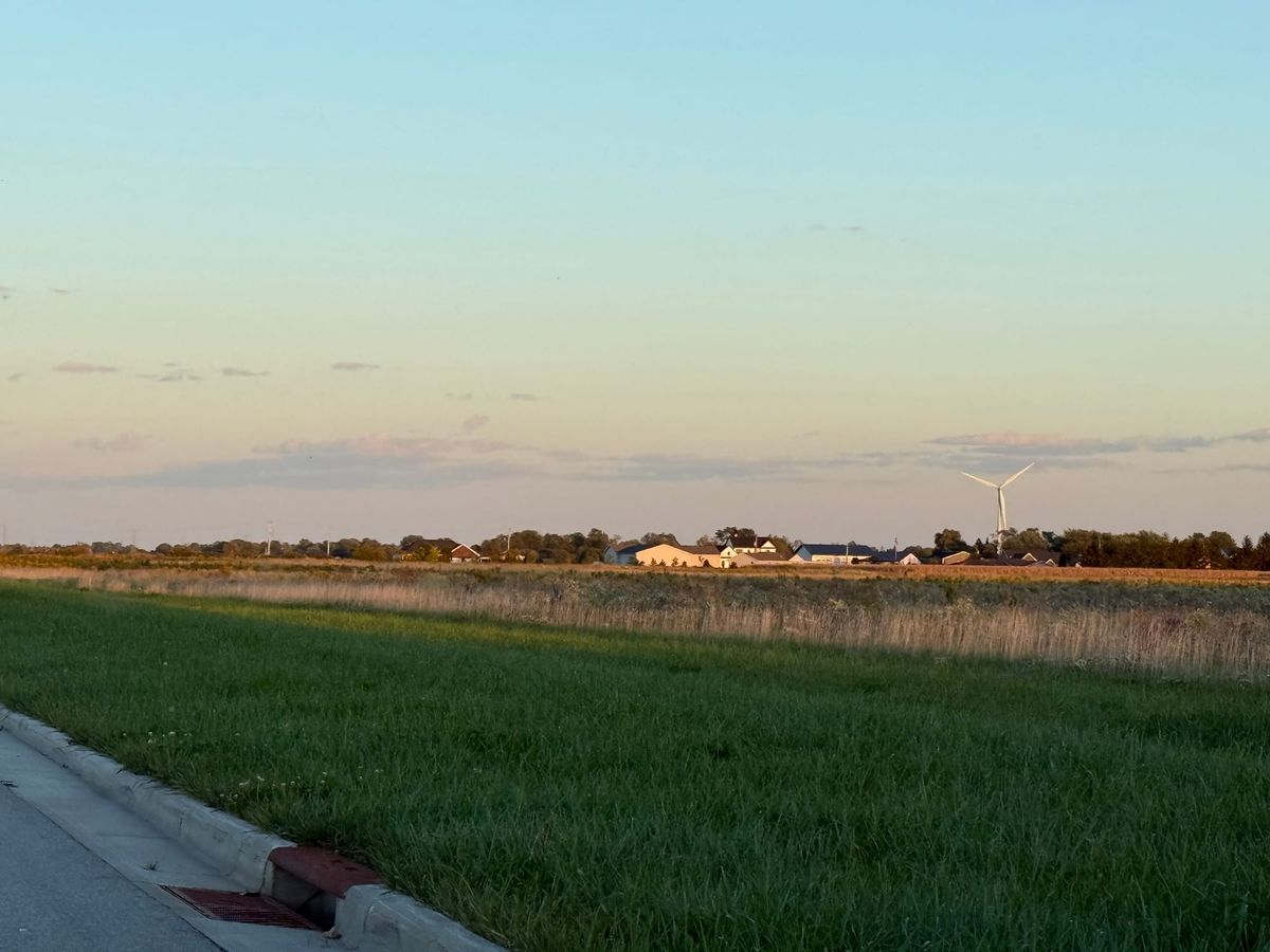 Fields and buildings near the proposed Vantage data center site in Oregon, Ohio.