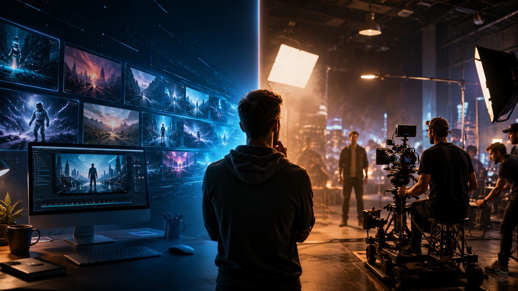 Illustration: text to video ai vs hiring a videographer