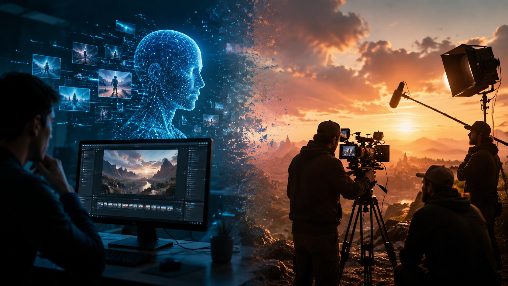 Illustration: text to video ai vs human video production
