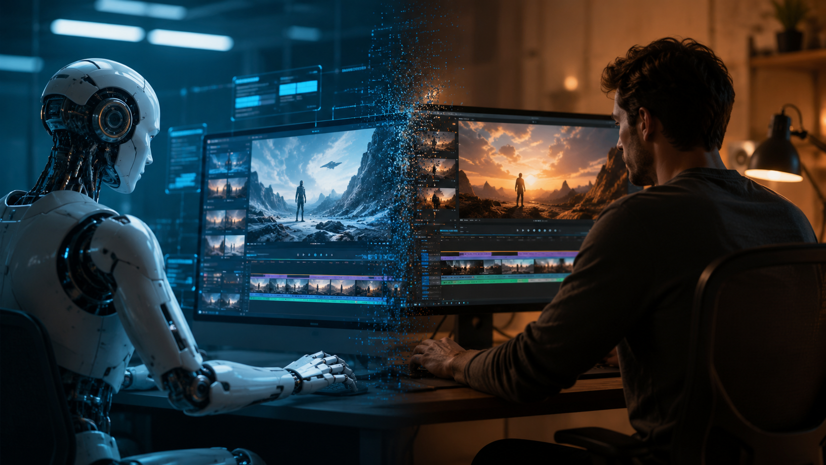 Illustration: text to video ai vs human editing