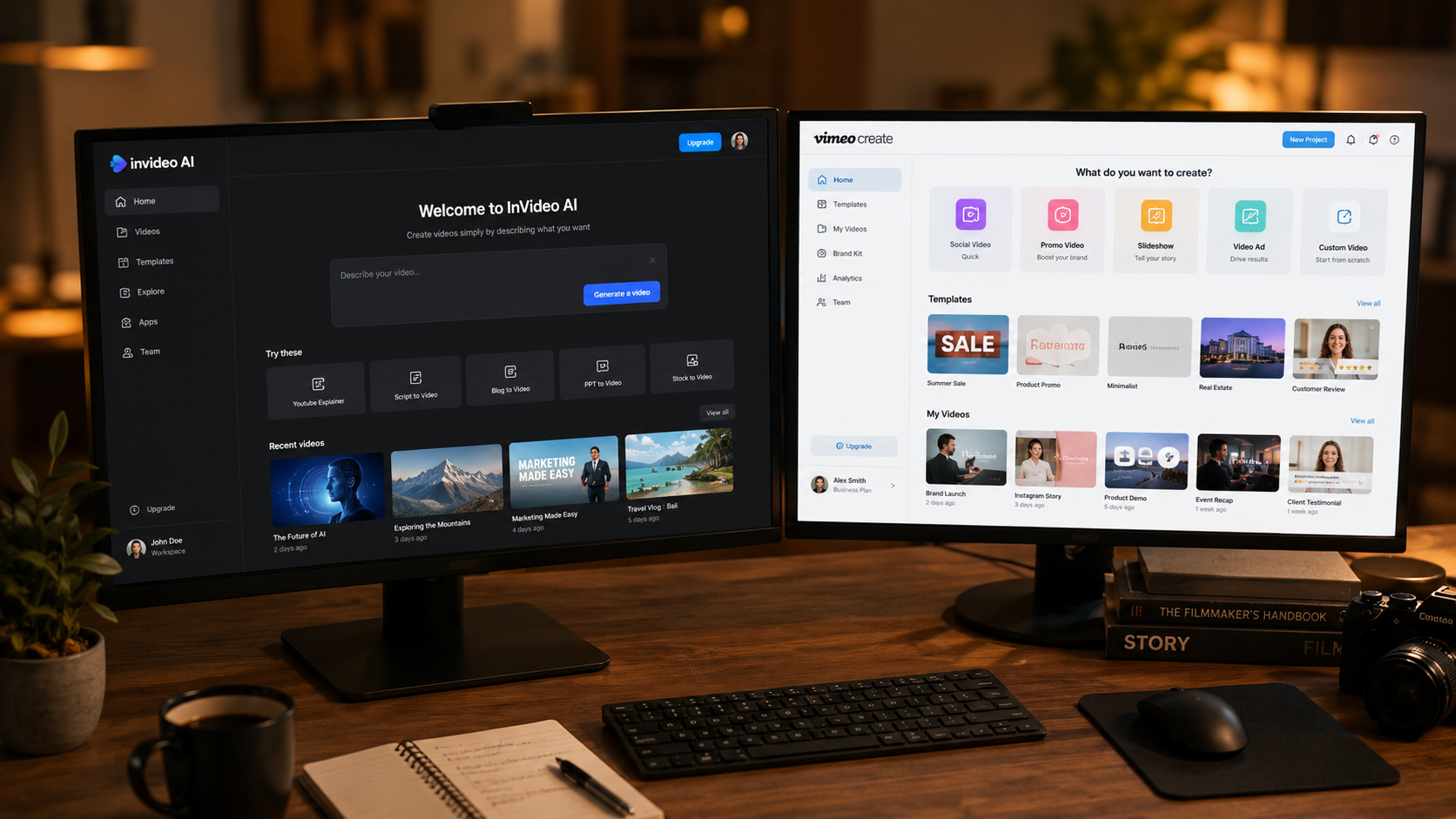 Illustration: compare invideo ai vimeo create
