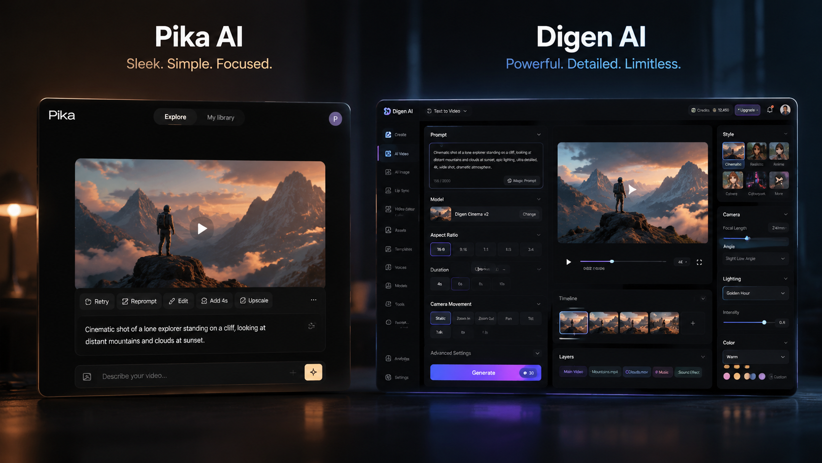 Illustration: Pika AI video vs Digen AI