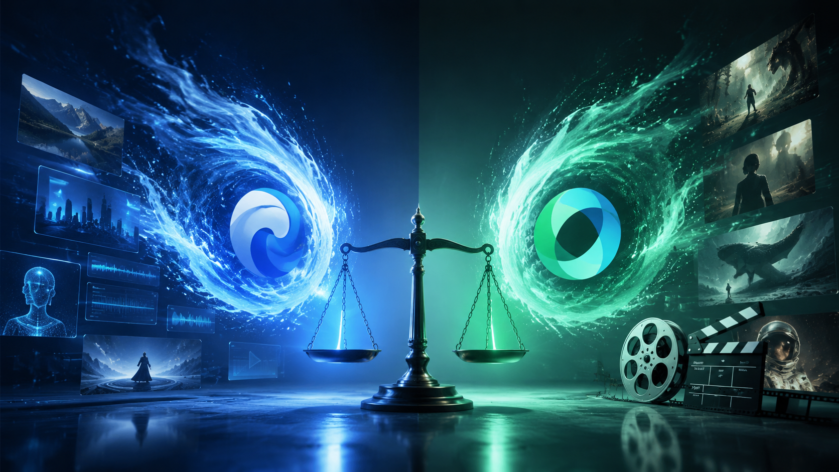 Illustration: 腾讯混元 AI video vs 可灵 comparison