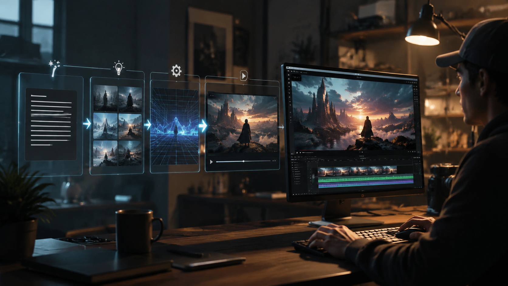 text prompts into videos ai workflow