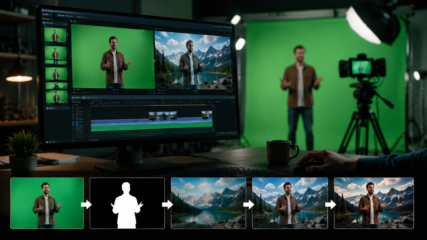 ai video editing for green screen workflow