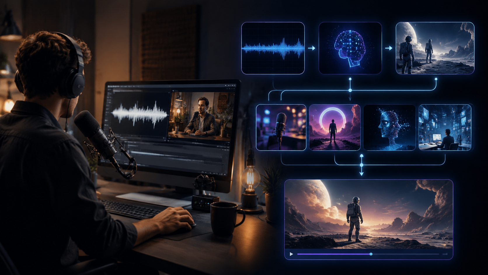 ai video generator for podcast visuals workflow