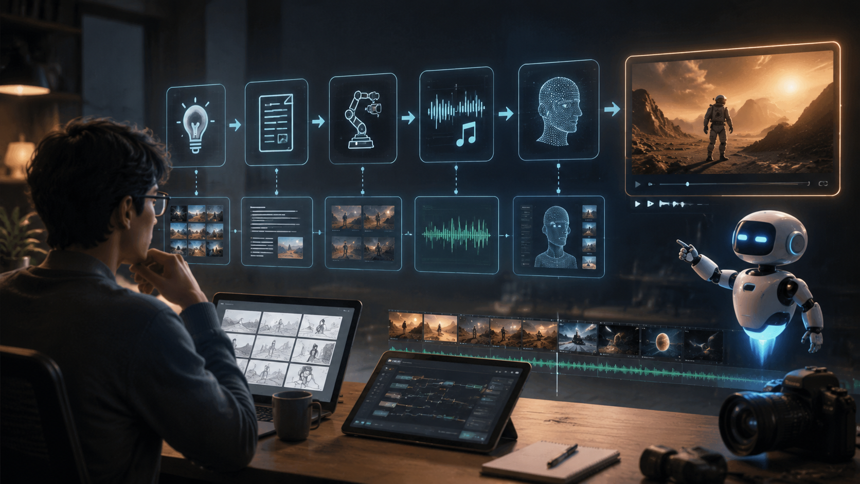 automated AI video production agent workflow