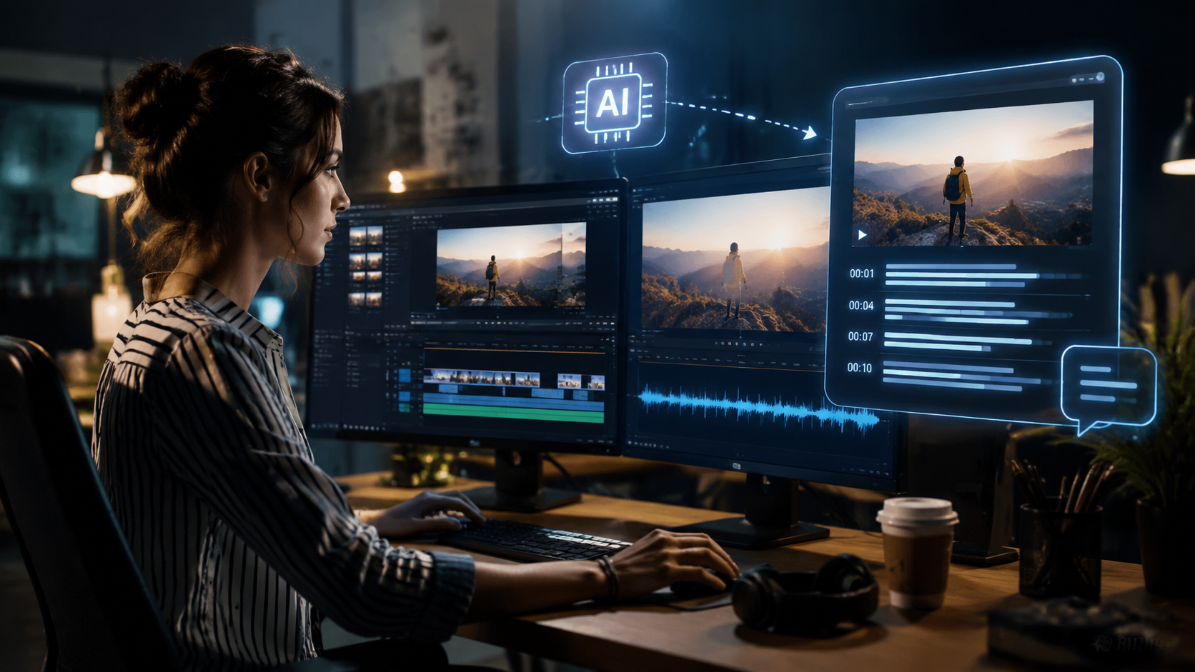 Illustration: ai video editing software with auto-captioning