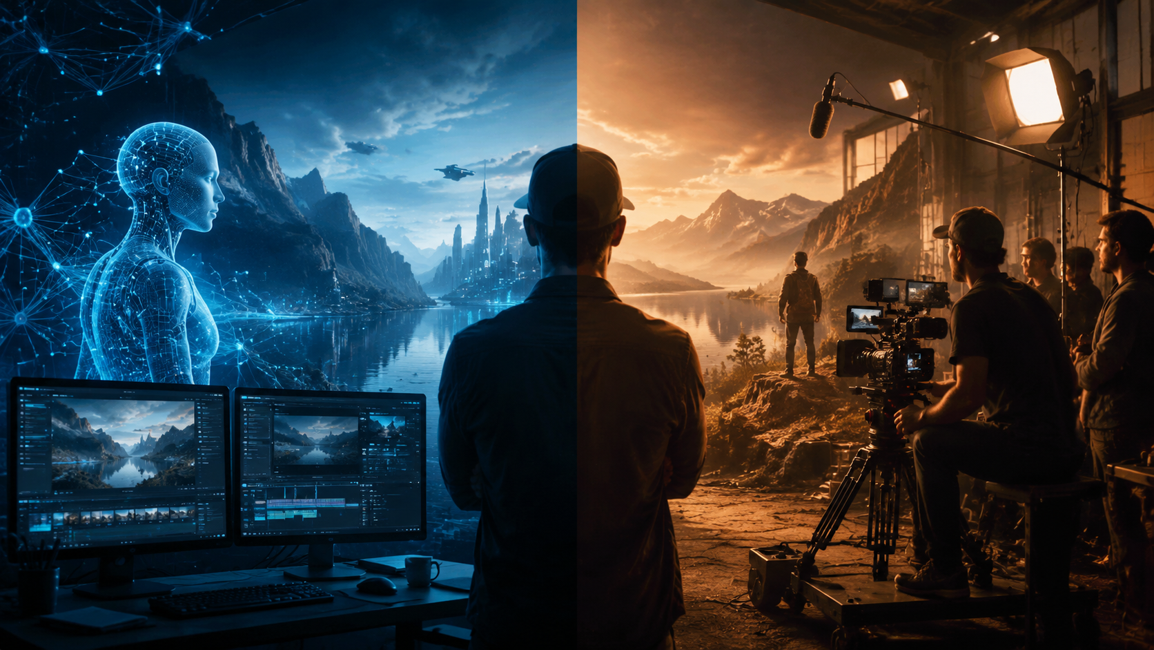 Illustration: ai video generator vs human video production