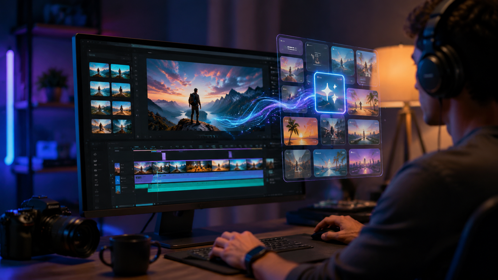 Illustration: ai video editing software with templates
