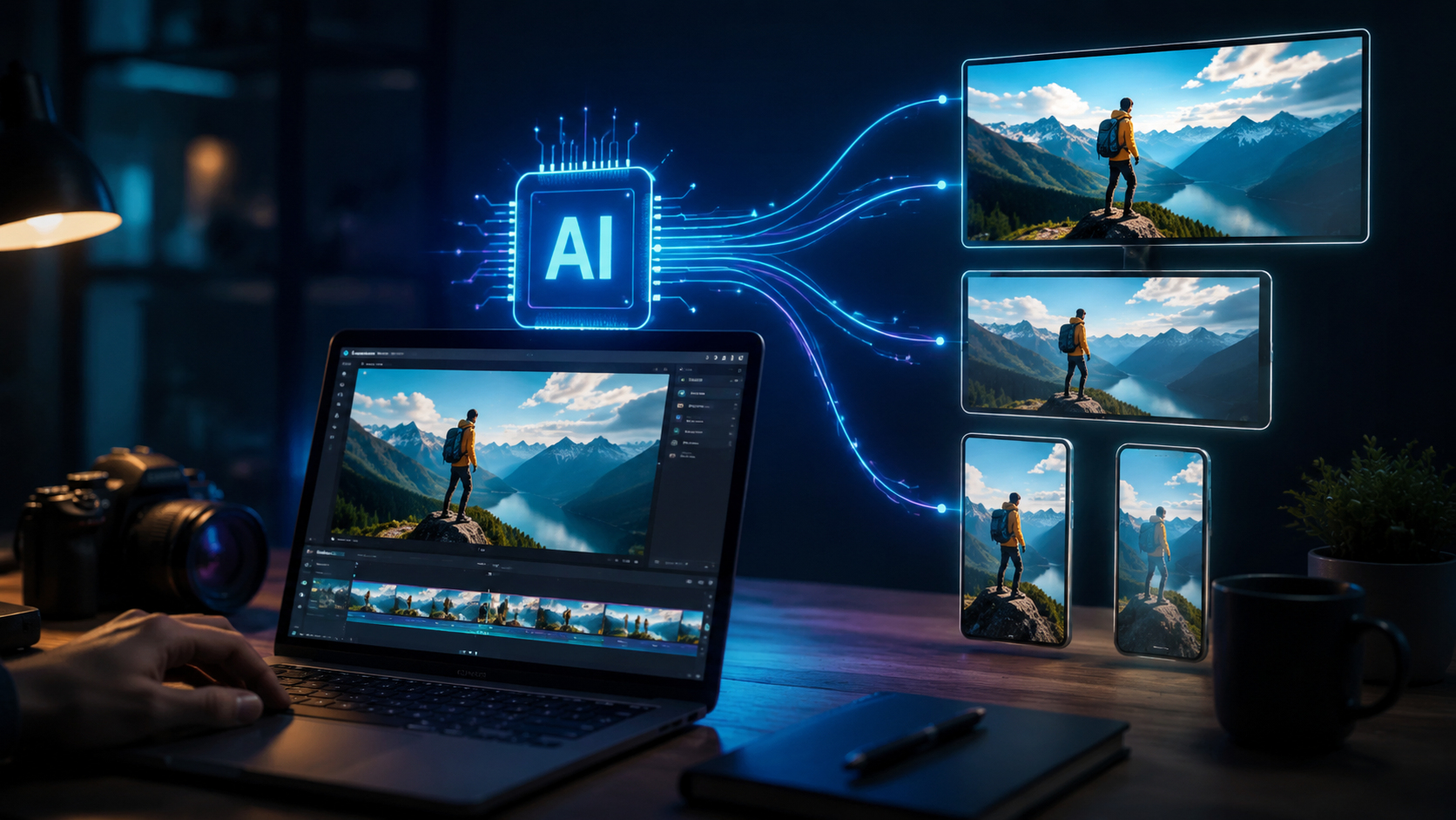 Illustration: how to resize videos for platforms with ai
