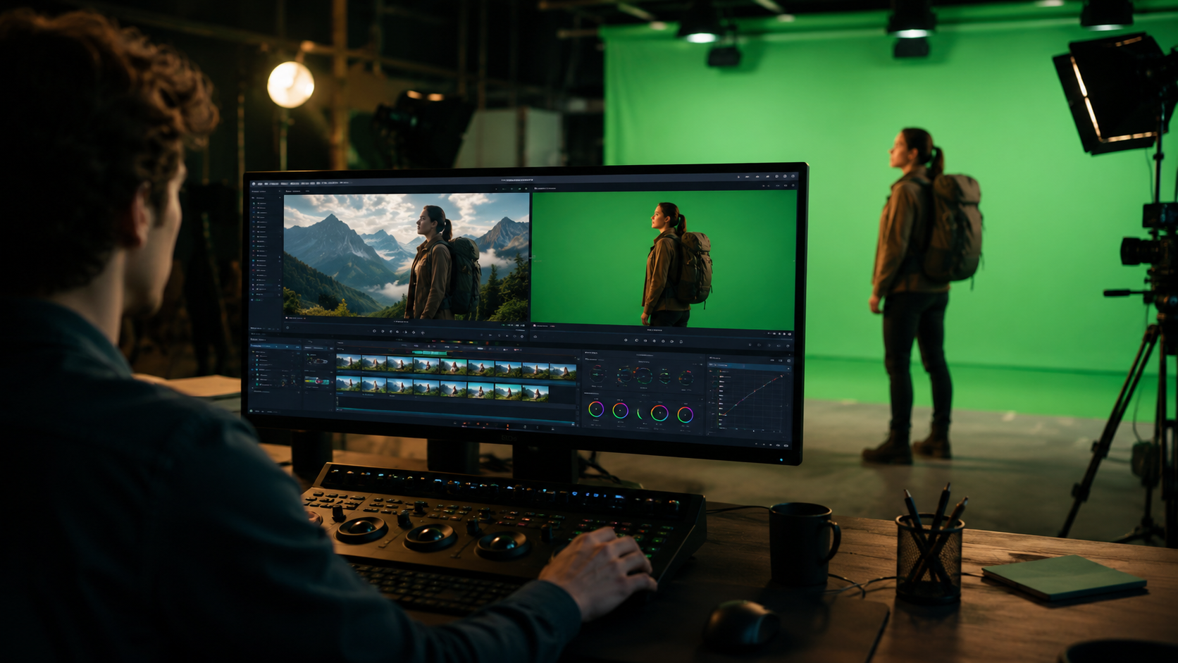 Illustration: ai video editing for green screen effects