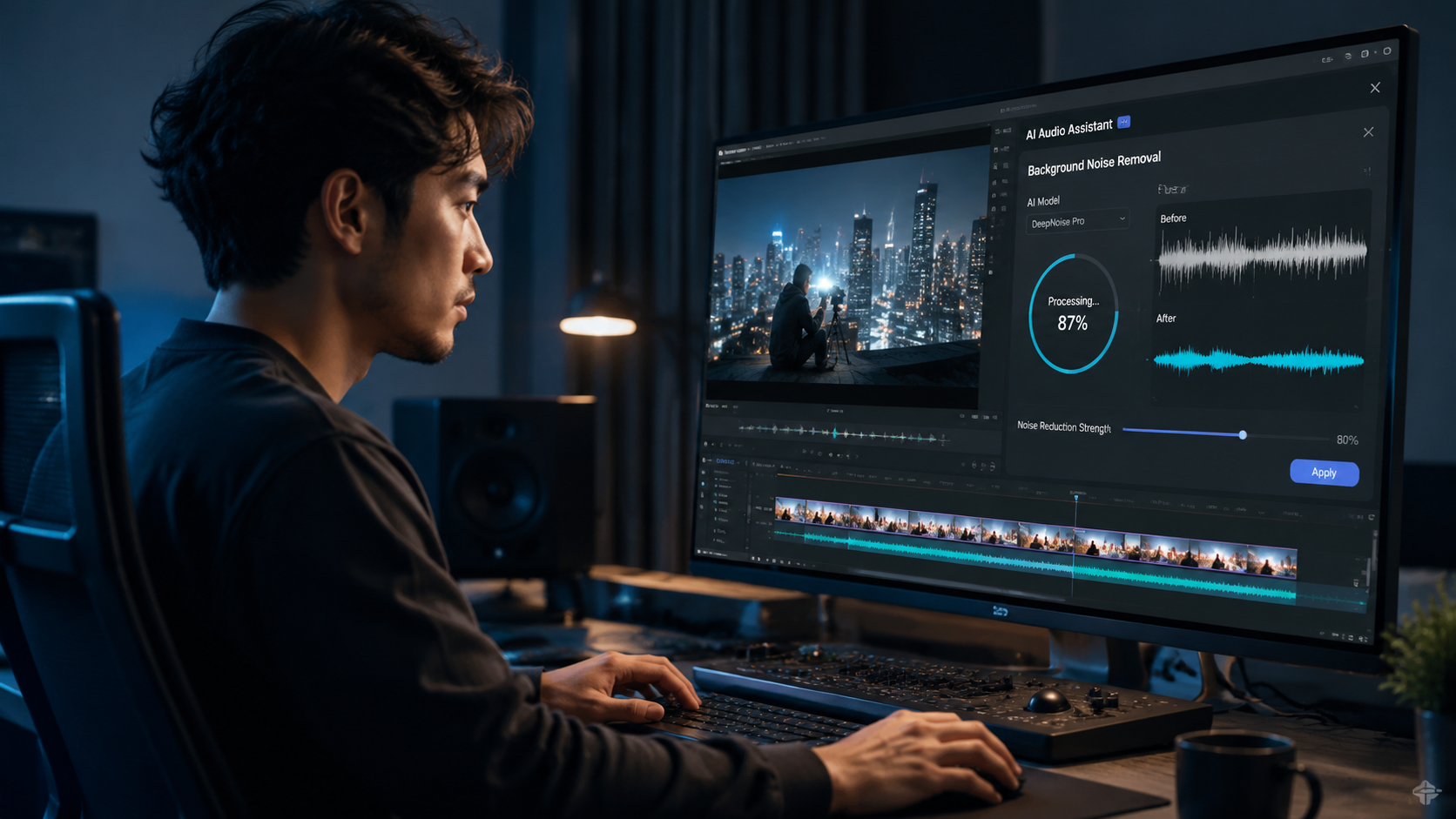 Illustration: how to remove background noise with ai video editor