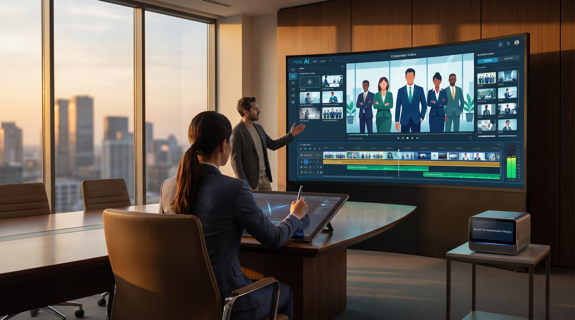Illustration: ai video editing for corporate presentations