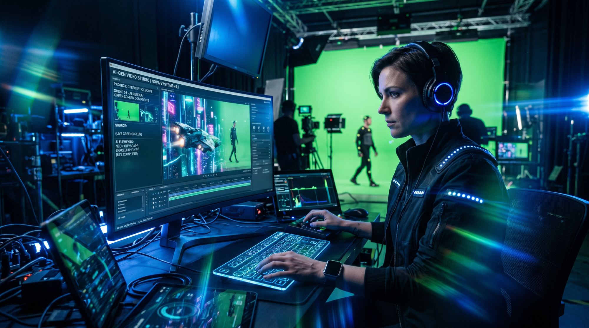 Illustration: text to video ai with green screen