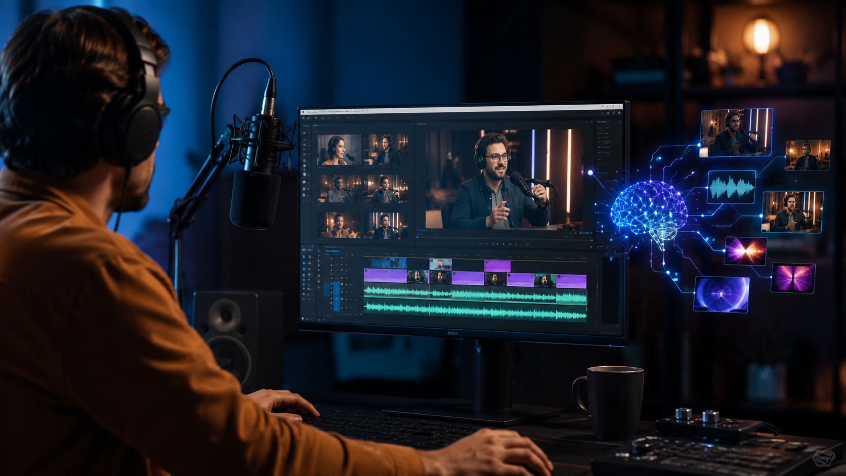 Illustration: ai video editing for podcast trailers