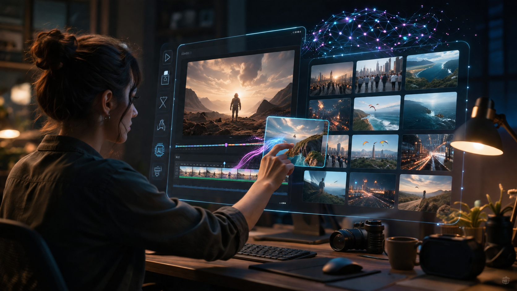 Illustration: ai video generator with stock footage integration