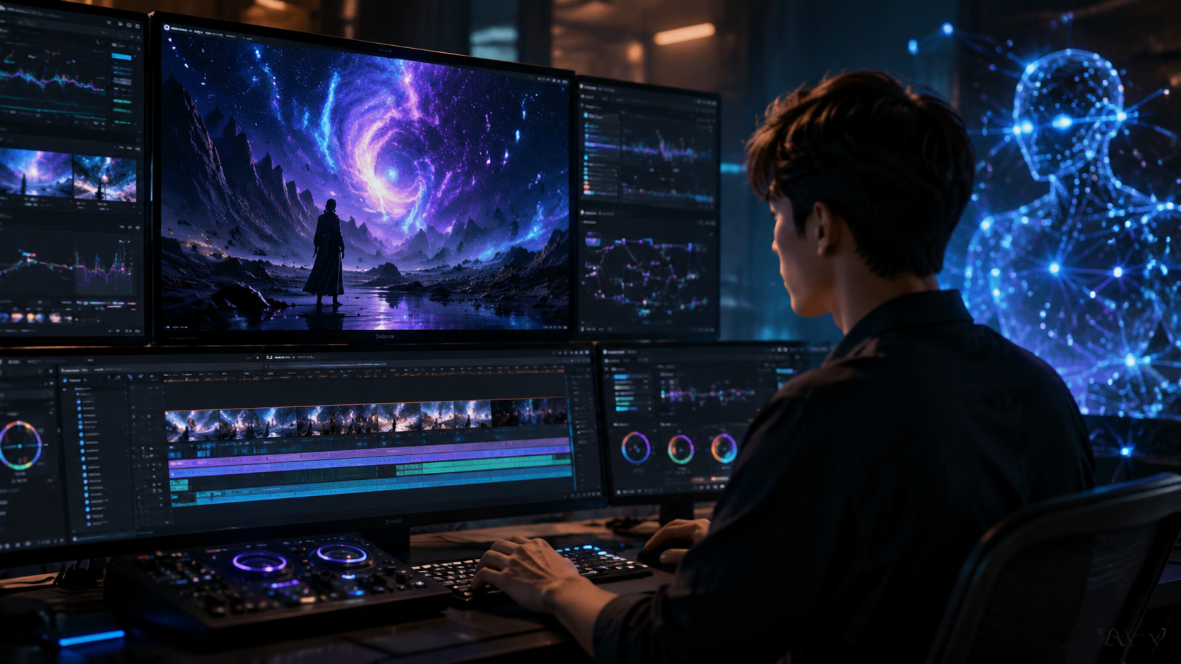 Illustration: constellation gate ai video editing